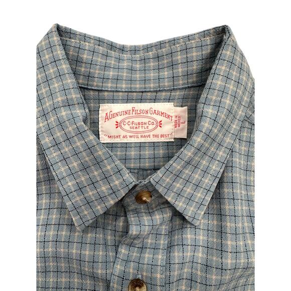 Filson Vintage 100% Virgin Wool Long Sleeve Button Up Plaid Shirt Men's Size L - Picture 9 of 10